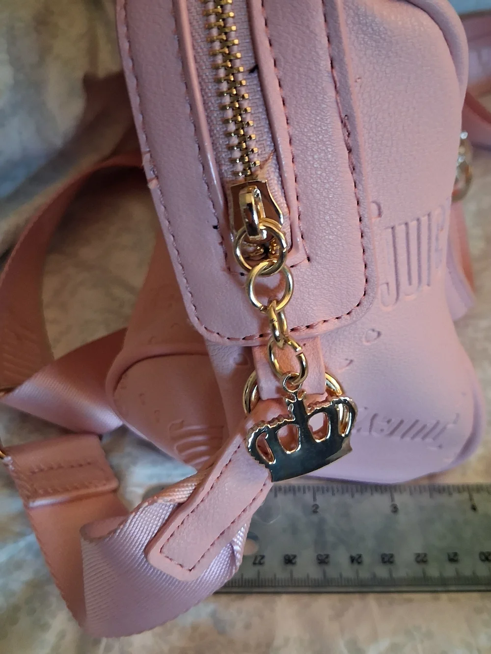 Juicy Couture Debossed Logo Crown Speedy Satchel Pink